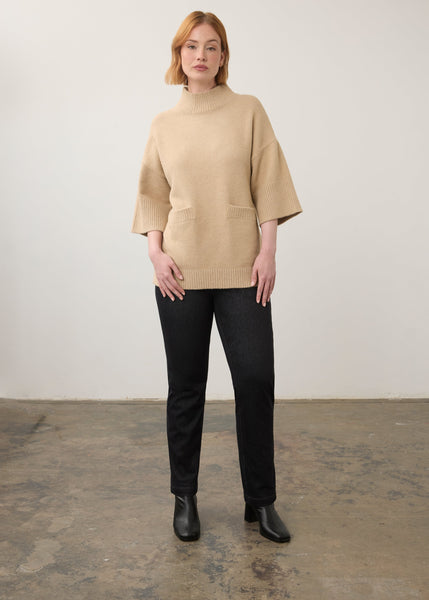 Mock Neck Lightweight Sleeve Sweater