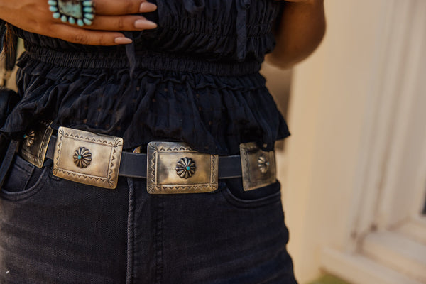 Barbosa Creations Embossed Flower Concho Belt