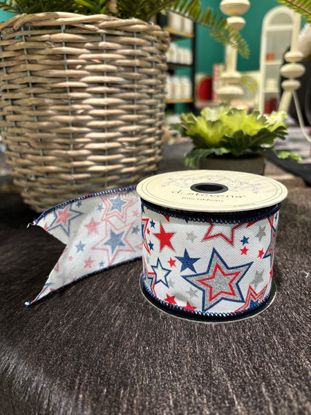 D. Stevens Faux Linen American Stars Ribbon