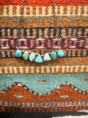 ITG Scott Skeets 7 Stone Turquoise Necklace