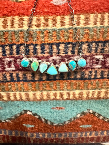 ITG Scott Skeets 7 Stone Turquoise Necklace
