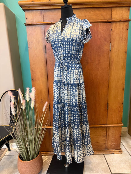 Ikat Print Tiered Maxi Dress