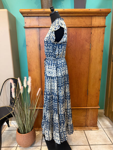 Ikat Print Tiered Maxi Dress