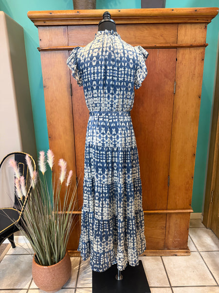 Ikat Print Tiered Maxi Dress