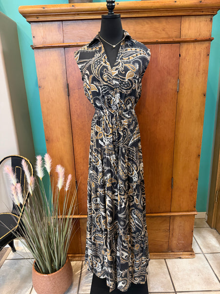 Paisley Print Tiered Maci Dress