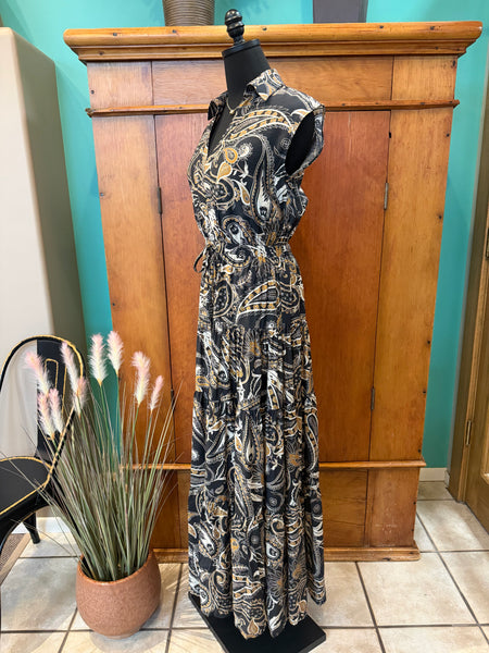 Paisley Print Tiered Maci Dress