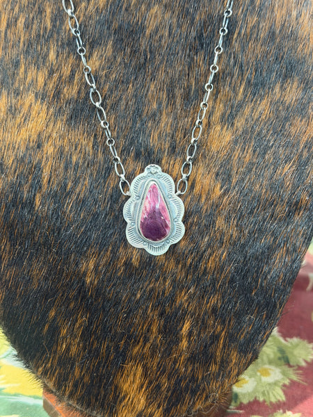 Purple Spiny Tear Drop Necklace