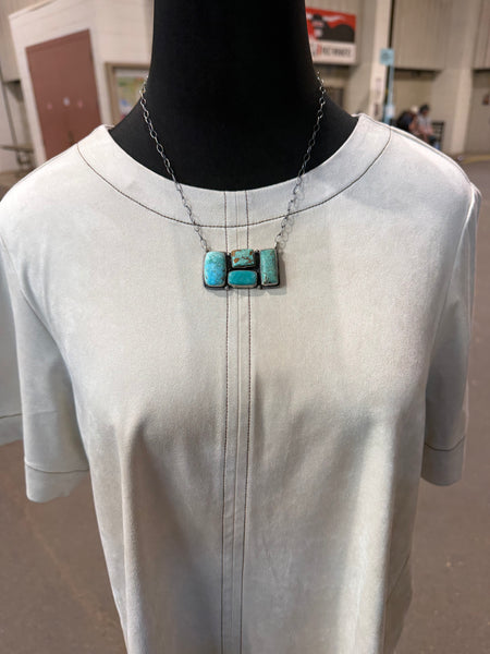 4 Stone Rectangle Turquoise Necklace