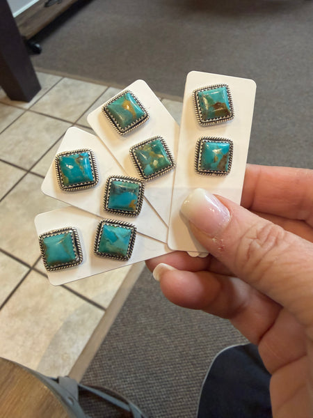 4 Corners #8 Turquoise Post Earrings