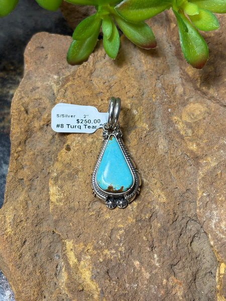 #8 Turquoise Tear Drop Pendant