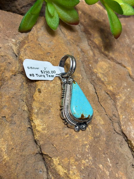 #8 Turquoise Tear Drop Pendant