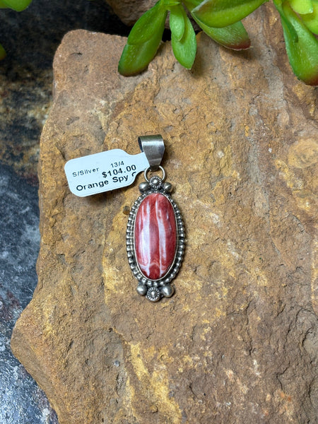Orange Spiny Oyster Oval Pendant