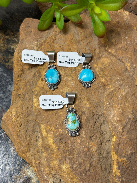 Small Turquoise Pendant with Berry Detail