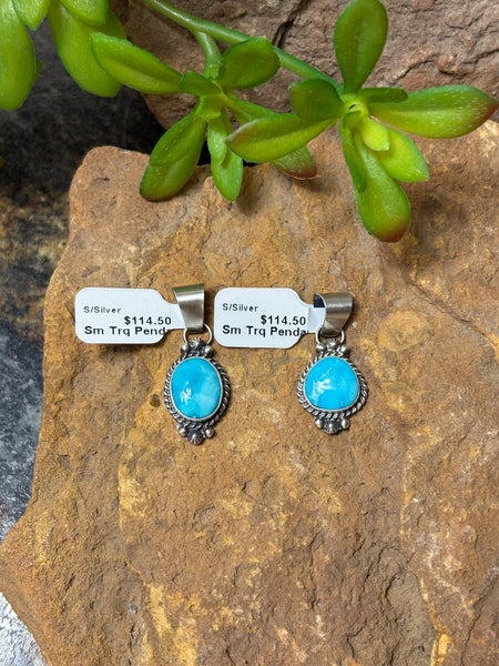 Small Turquoise Pendant with Berry Detail