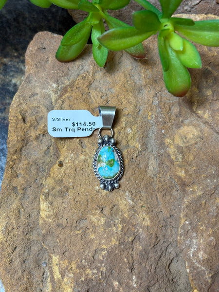 Small Turquoise Pendant with Berry Detail