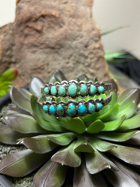Multi Turquoise Stone Stamped Cuff