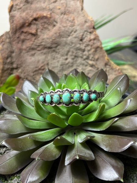 Multi Turquoise Stone Stamped Cuff