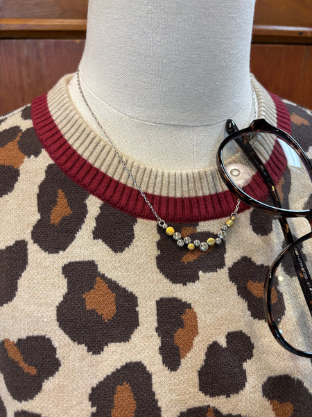 Leopard Jacquard Crew Neck Sweater