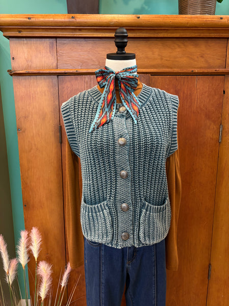 Concho Button Sweater Vest