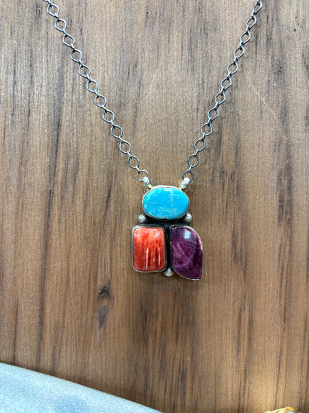 3 Stone Multi Necklace