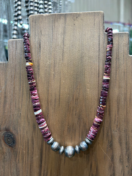 Purple Spiny Oyster Necklace with Navajo