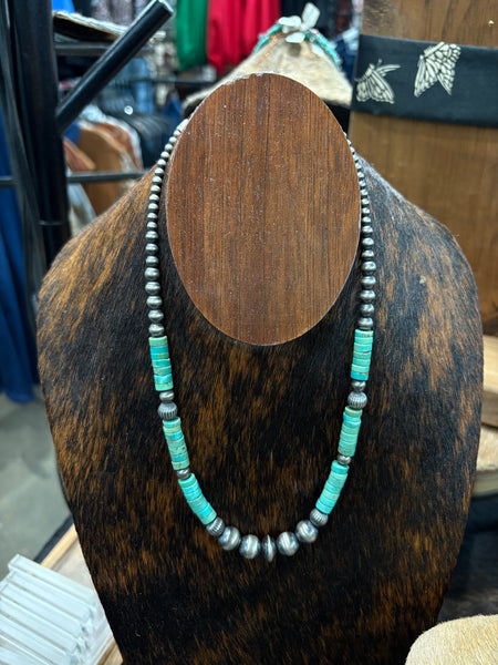Large Navajo Pearl and Turquoise Necklace