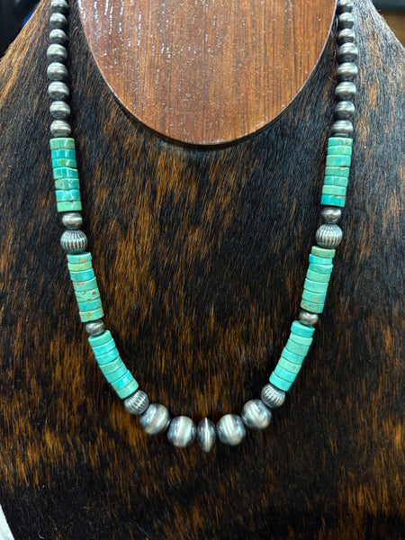 Large Navajo Pearl and Turquoise Necklace