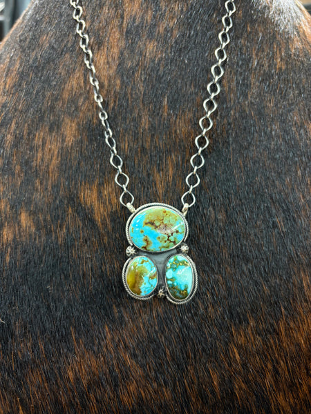 The Oval 3 Stone Turquoise Necklace