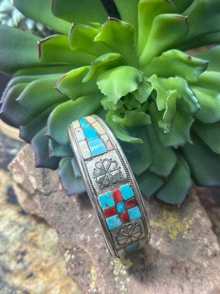 Turquoise/Spiny Oyster Inlay Cuff Bracelet