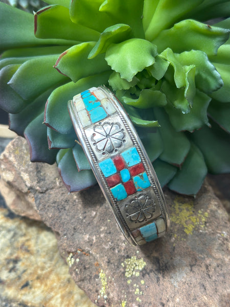 Turquoise/Spiny Oyster Inlay Cuff Bracelet