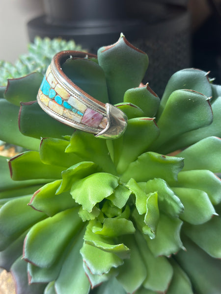 Turquoise/Spiny Oyster Inlay Cuff Bracelet