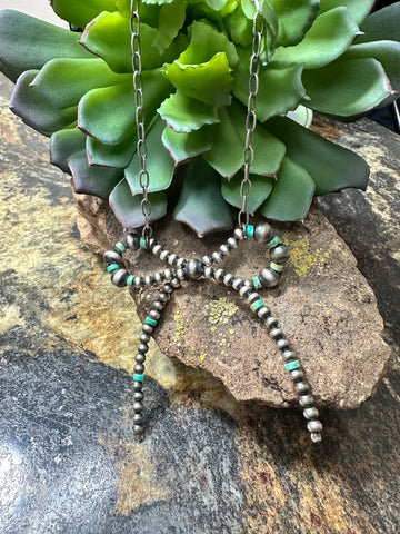 The Chain Bow Navajo Pearls Sterling Silver/Turquoise Necklace