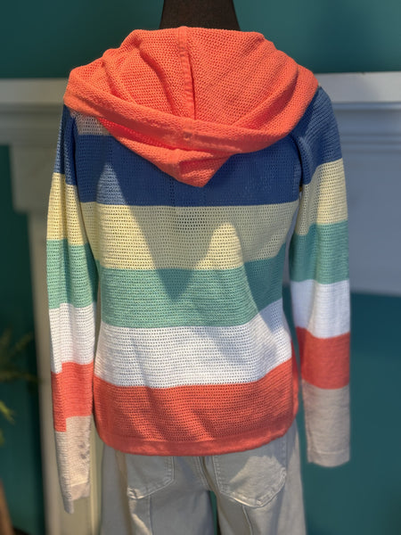 FDJ Pointelle Striped Hoodie Sweater