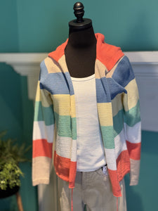 FDJ Pointelle Striped Hoodie Sweater