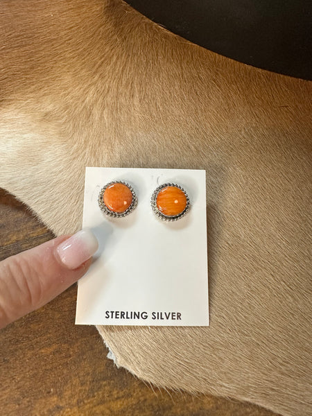 Orange Spiny Oyster Post Earring