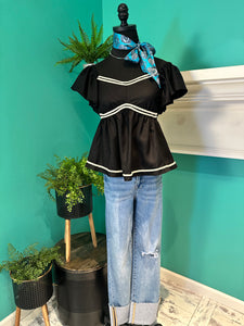 Peplum Ruffle Sleeve Top