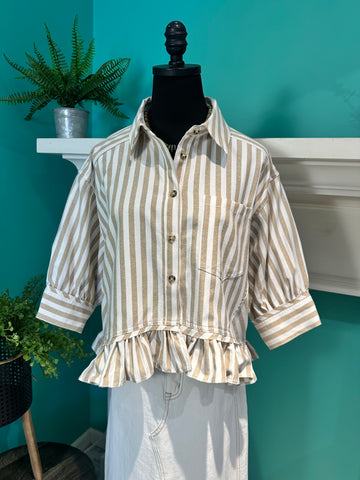 Ruffle Hem Stripe Top