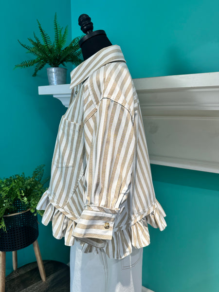 Ruffle Hem Stripe Top