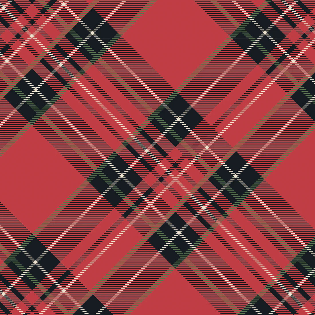 Hester & Cook Red Plaid Cocktail Napkin