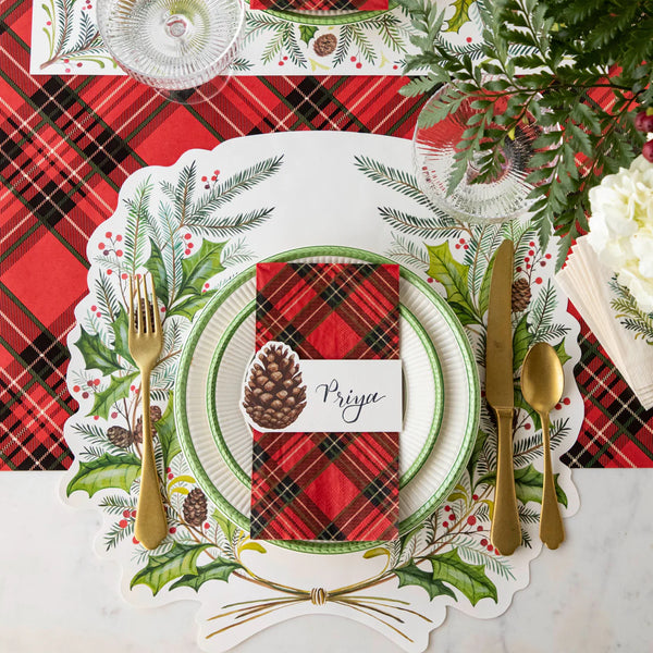 Hester & Cook Red Plaid Guest Towel Napkin