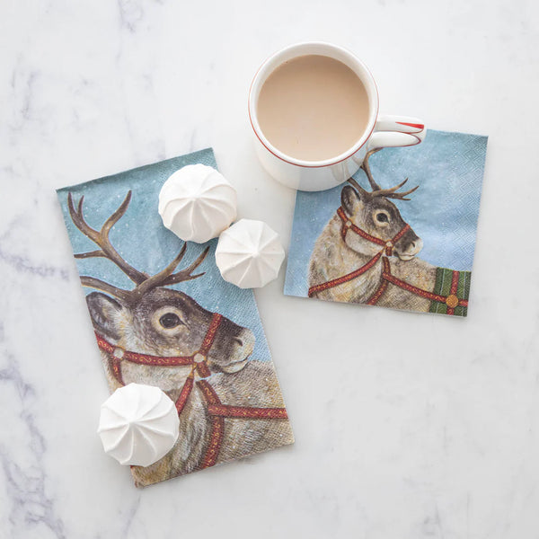 Hester & Cook Dashing Reindeer Guest Napkin