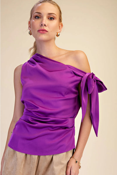 One Shoulder Bow Tie Top