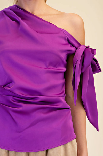One Shoulder Bow Tie Top