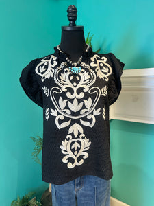 Flutter Sleeve Embroidered Top