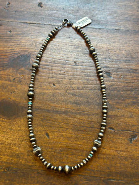 4mm - 8mm Varied Navajo Pearl with Turq Necklace