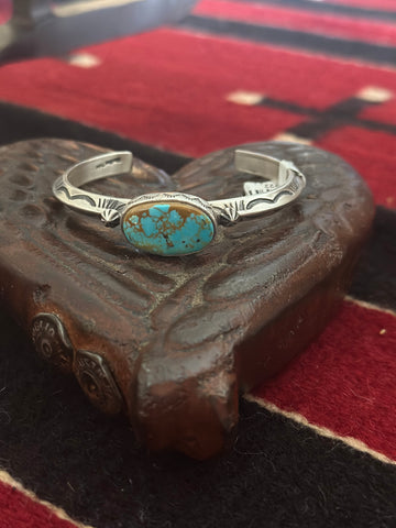 ALZ Turquoise Oval Stone Cuff Bracelet