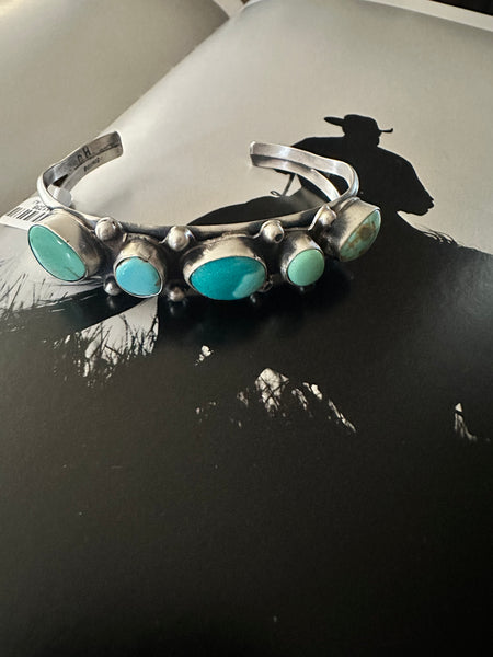 SLL 5 Stone Turquoise Cuff Bracelet