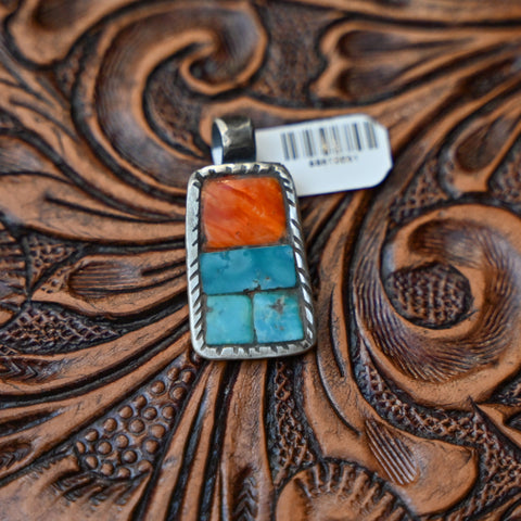Peyote Bird Turquoise Spiny Oyster Pendant