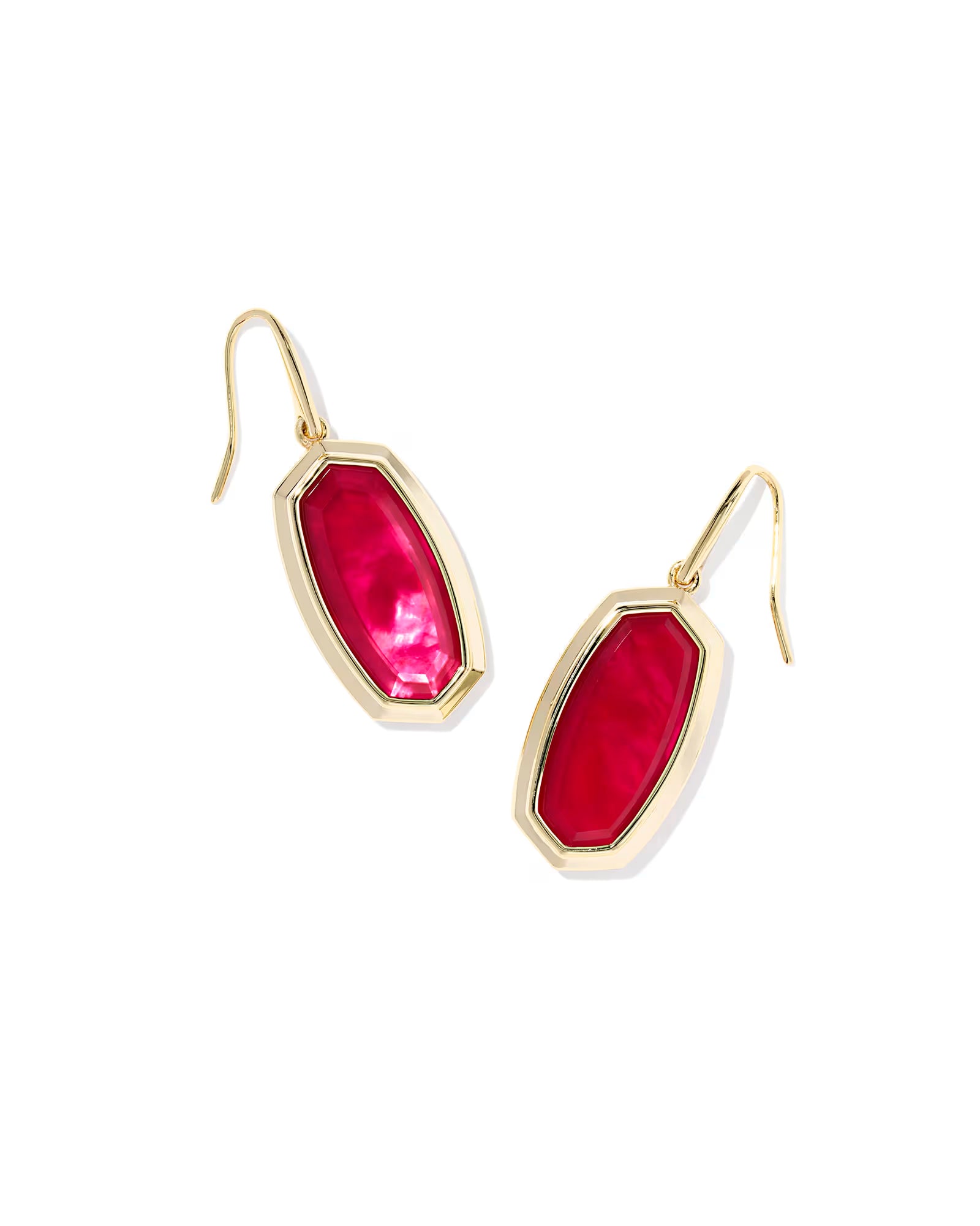 Kendra Scott Dani Bezel Gold Drop Earrings in Red Illusion