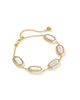 Kendra Scott Elaina Bezel Gold Delicate Chain Bracelet in Ivory Mother Of Pearl